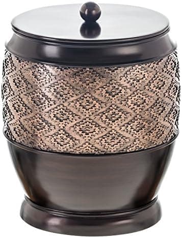 Creative Scents Dublin Brown Small Trash Can with Lid 1.26 Gal / 4.8L - Decorative Oval Waste Basket, Durable Resin Slim Bathroom Covered Garbage Can Wastebasket Bin for Diaper/Paper - Image 5