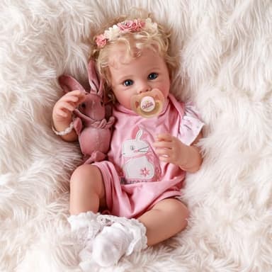 BABESIDE Reborn Baby Dolls Bettie - 17 Inch Soft Body Realistic Baby Doll Girl Lovely Awake Blond Curly Hair Girl Bebe Reborn de Silicona Real Life Baby Dolls with Gift Box for Kids Age 3+ Collectors - Image 6