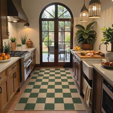 Lahome Checkered Porch Rug, 3x5 Farmhouse Kitchen Rugs Non Slip Washable Indoor Outdoor Carpet, Checkerboard Non Slip Non Shedding Green Carpet for Entry Bedroom Deck - Image 7