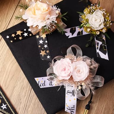 LaRibbons Graduation Ribbon 3 Rolls 1 Inch x 15 Yards TTL, Black and White Gold Congrats Grad Satin Ribbon for Gift Wrapping Class of 2025 Grad Party Decorations DIY Crafts Lei Making - Image 4