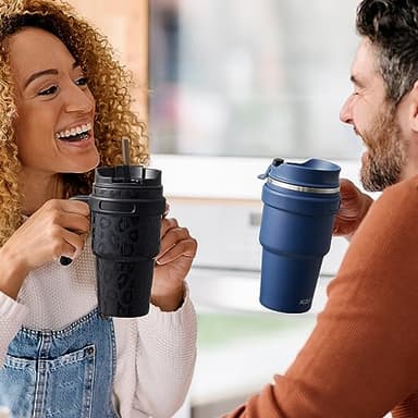 ALOUFEA 20 oz Insulated Coffee Mug Tumbler with Handle, Stainless Steel Travel Mug Tumbler with Lid and Straw,Double Wall Vacuum Leak Proof Ice Coffee Thermal Cup, Red - Image 7