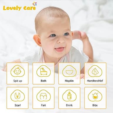 Lovely Care 12 Pack Muslin Burp Cloths 100% Cotton Muslin Cloths Large 20''x10'' Extra Soft and Absorbent Baby Burping Cloth - White - Image 3