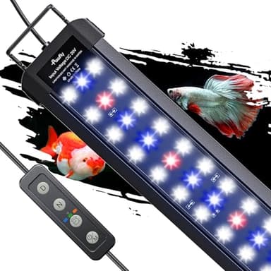 Pawfly 18 W Aquarium LED Light for 24 to 30 Inch Extendable Fish Tank Light with Full Spectrum Brilliant White Blue Red Lights with Daytime & Night Modes Timer Auto On/Off Adjustable Brightness - Image 1