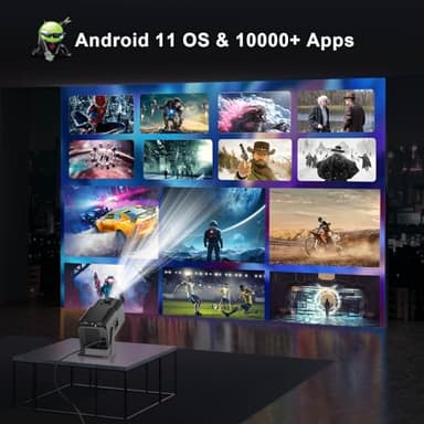 Mini Projector with WiFi Bluetooth, Built-in Apps - Salange HY320 4K 1080P Mini Projector, 12000 Lumen, Android 11.0, 270° Adjustable Stand, Auto Keystone, pk HY300 Projector [2025 Upgrade] - Image 2