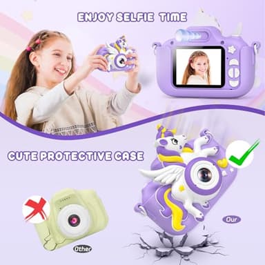 Kids Camera Toys Digital Camera for Kids, Christmas Birthday Gifts for Girls Age 3-12, Selfie 1080P HD Video Digital Camera for 3 4 5 6 7 8 9 10 Year Old Girls with 32GB SD Card - Image 6