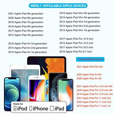 iPad Charger, [ Apple MFI Certified ] 10FT Long iPad Chargers Lightning Cord Cable Fast Charging USB Wall Charger Block Foldable Plug for iPad7/ 8/9 Generation, iPadAir, iPadMini, iPadPro, iPhone - Image 7