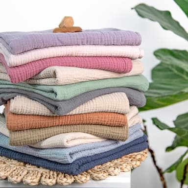 lulumoon Muslin Swaddle Blanket Baby - Cotton Swaddling Blanket Soft Baby Receiving Blankets Neutral 3Pack(Pink+Purple) - Image 7