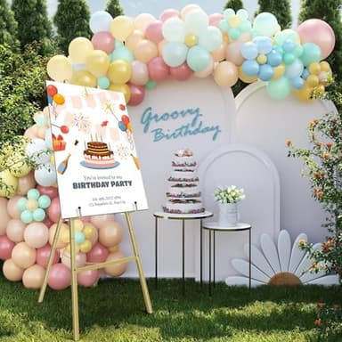 Gold Easel Stand for Sign, Heavy Duty Metal Display Easel with Adjustable Chain, 4-Tier Height Art Easel for Painting, Wedding Sign, Posters & Commercial Display - Image 4