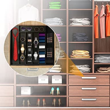 Bellsal Black Silverware Organizer Kitchen Drawer Organizer Expandable Bamboo Utensil Holder Cutlery Tray for Kitchen Utensil and Flatware Bedroom Office - Image 5