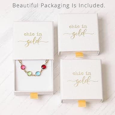 Birthstone Necklace for Mom 1 to 5 Kids Names and Birth Month Stones, Custom Family Jewelry for Women, Personalized Birthday Day, Mother's Day Gift for Wife Girlfriend, Grandma, 18k Gold Plated - Image 9