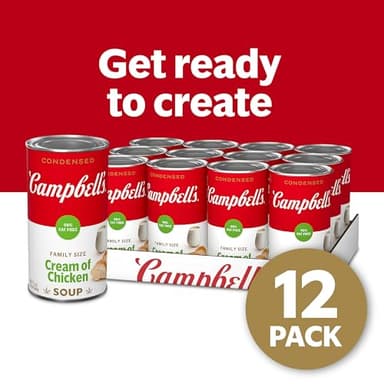 Campbell's Condensed 98% Fat Free Cream of Chicken Soup, 22.6 oz Family Size Can (12 Pack) - Image 3