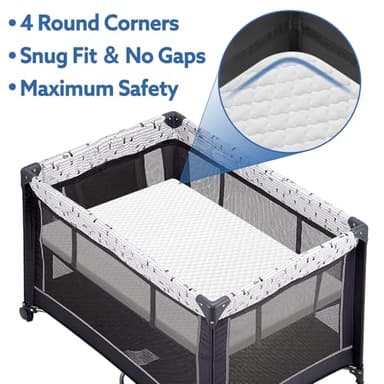 Criblike Waterproof Pack and Play Mattress, 38"x 26" Playard Mattress Pack N Play Mattresses Topper with Washable Cover & Carry Bag, Baby Essentials Items - Image 5