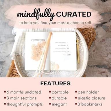 Daily Gratitude Journal for Women (5.7x8.25")- Linen Hardback Daily Women’s Journal - 6 Month Undated Guided Notebook with Prompts -Green Gratitude Diary with Prompts for Women- Personal Organizer - Image 2