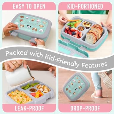 Bentgo Kids Prints Leak-Proof, 5-Compartment Bento-Style Kids Lunch Box - Ideal Portion Sizes for Ages 3-7, Durable, Drop-Proof, Dishwasher Safe, & PFAS & BPA-Free Materials (Puppy Love) - Image 4