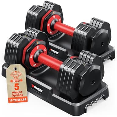 Rendpas Adjustable Dumbbells Set of 2, Select Weight Dumbbell Set, 5 in 1 Free Dumbbell Set with Anti-Slip Texture Handle, Weight Set For Home Gym Suit both Men and Women - Image 1