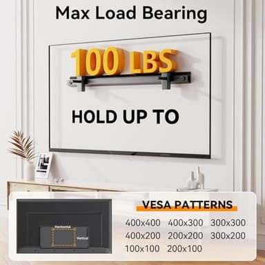 No Stud TV Wall Mount, Studless Drywall TV Mount for 22-55 inch TVs, Low Profile Tv Hanger Max Load 100 lb, No Drill, No Anchors, Easy Install with All Hardware Included - Image 2
