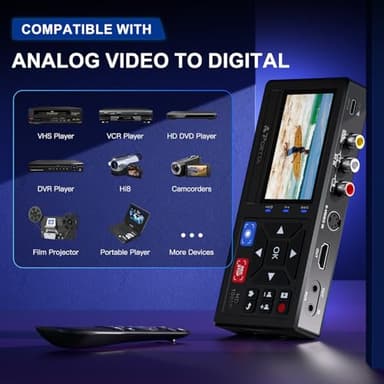 Portta VHS to Digital Converter, Video to Digital Recorder with Remote, Compatible with VHS, VCR, DVR, DVD, Hi8, Mini DV Players, Camcorder, Gaming Consoles (Tapes/DVD Player Not Included) - Image 5