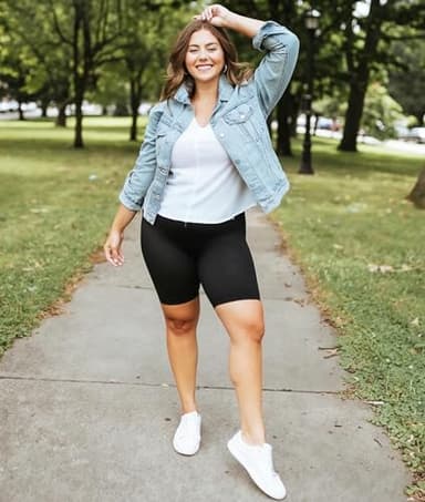 NEW YOUNG 3 Pack Plus Size Biker Shorts with Pockets for Women-High Waisted 8" Yoga Pants Workout Shorts - Image 3