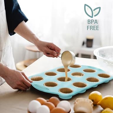 Baocuan 12 Cups Silicone Mini Muffin Pan-3 Pack Nonstick Food Grade & BPA Free Silicone Muffin Pan For Baking cupcake Mini Muffin and More - Image 3