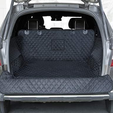 PETICON SUV Cargo Liner for Dogs, Waterproof Pet Cargo Cover Dog Seat Mat for SUVs Sedans Vans with Bumper Flap Protector, Non-Slip, Large Size Universal Fit, Black - Image 1