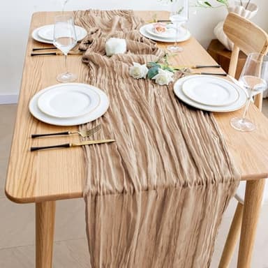 Wokceer Cheesecloth Table Runner 12Pack 10FT Nude Brown Christmas Gauze Cheese Cloth Table Runner for Party Rustic Sheer Table Runners for Baby Bridal Shower Wedding Easter Decor - Image 6