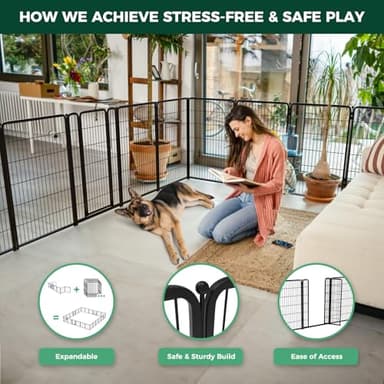 FXW Homeplus Unleashed Indoor Dog Playpen - Stress-Free and Safe Play, Heavy Duty 45 Inch 16 Panels Dog Pen for Large Dogs, Black│Patented - Image 4