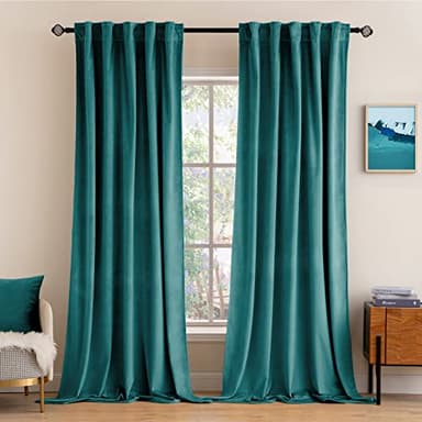 MIULEE Teal Velvet Curtains 108 inches Long 2 Panels - Luxury Blackout Curtains for Bedroom Living Room Thermal Insulated Fall Decor Super Soft Window Drapes Rod Pocket & Back Tab - Image 1