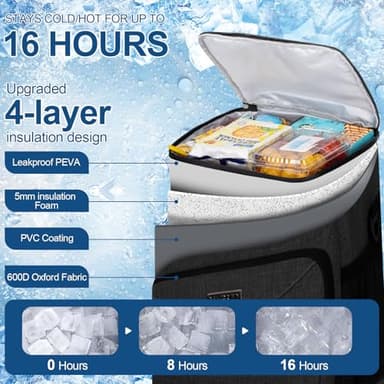 BAVGRED Lunch Box for Men Women,Reusable Large Double Deck Tactical Insulated Lunch Bag with Adjustable Shoulder Strap,Leakproof Tote Cooler Bag for Work Adults Picnic Beach Office-Green,12 Cans - Image 2