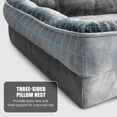Spotted Play Orthopedic Dog Bed with Sides - Dog Sofa Beds for Medium Dogs, Supportive Foam Pet Couch Bed with Washable Removable Cover, Waterproof Lining and Non-Slip Bottom, Grey - M - Image 7