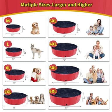CACSPS Foldable Dog Pool, 39" x 12" Kiddie Pool with Hard Plastic, Non-Slip Dog Bath Tub for Outdoor Backyard, Collapsible Dog Swimming Pool for Kids Dogs Pets (Red) - Image 4