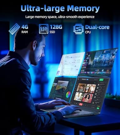 SGIN Laptop 17.3 Inch, Windows 11 Notebook Celeron I3 Processor, 4GB DDR3 128GB SSD, FHD IPS Display, HDMI, Type-C, Numpad, for Business and Students - Image 3