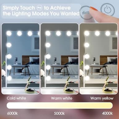 MISAVANITY Large Vanity Makeup Mirror with Lights 23"X18" Lighted Hollywood Mirror with 10X Magnification and USB Charger for Bedroom Dressing Room Tabletop 15 Dimmable LED Lights 360 Degree Rotating - Image 6