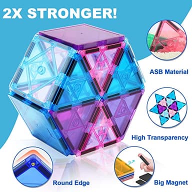 NVHH Magnetic Tiles Kids Toys for 3 4 5 6 7 8+ Year Old Boys Girls Toys Castle Princess Magnetic Building Blocks Educational Toddler Gifts Toy Age 2-4 5 6-8 Year Old Girl Boy Birthday - Image 4