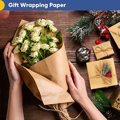 Vanhench Brown Wrapping Paper, Craft Kraft Paper 17.5"x 1200"(100') for Gift Wrapping Bulletin Board Arts & Crafts, Bouquet Flower Table Covering Poster Packing Shipping Christmas Supplies 70GSM 50LB - Image 2