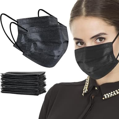 akgk 100Pcs Disposable Face Masks, Black Face Mask, 3 Ply Disposable Mask - Image 8