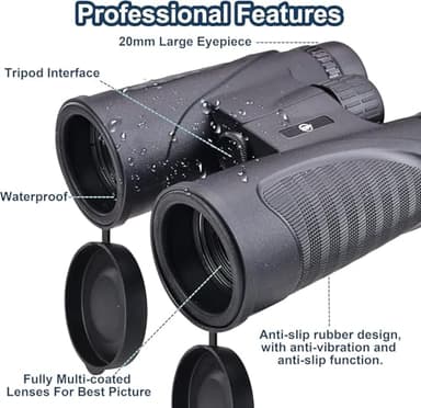 Elevon 12x42 HD Binoculars for Adults, High Powered Lightweight Binoculars Set with Phone Adapter & Tripod BAK4 Prism for Bird Watching Hunting Travel Stargazing - Image 3