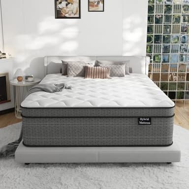 Ruoysun King Size Mattress, 14 Inch Firm Hybrid King Bed Mattress in a Box, with Gel Memory Foam and Individual Pocket Springs, Motion Isolation, Relieve Back Pain & Pressure Relief - Image 1