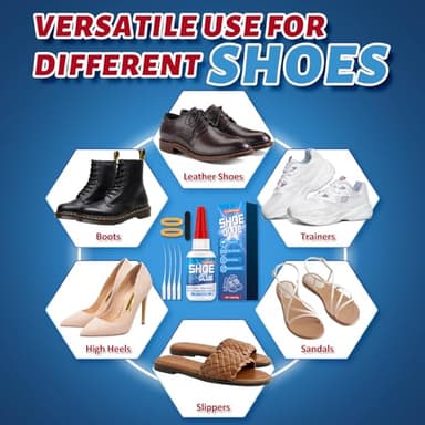 GLOWPOINT 35g Shoe Glue, Instant Shoe Glue Sole Repair, Clear Strong Adhesive for Sneakers, Boots, Leather, Heels and More, with Sanding Stick, Elastic Bands & Precision Droppers, Waterproof - 1 Pack - Image 6