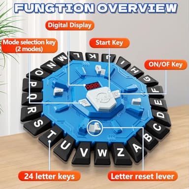 Resflycheng Word Game Family Board Game with Digital Display Timer and 2 Categories Modes Fun Fast-Paced 24-Letter Game for Learning Party Interactive (Blue) - Image 3