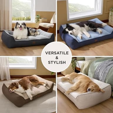 Bedsure XL Orthopedic Dog Beds Large Sized Dog - Extra Thick Supportive Dogs Couch with Waterproof Washable Cover, Extra Large Comfort Pet Bed Sofa with Soft Plush Sherpa and Nonskid Bottom, Grey, 42" - Image 9