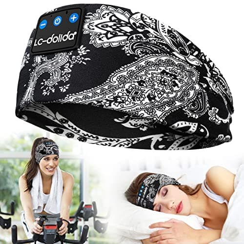 LC-dolida Sleep Headphones Bluetooth Headband Music Headband Wireless Band Headband Headphones with Thin HD Stereo Speakers Perfect for Side Sleepers, Sport, Yoga, Travel - Image 1