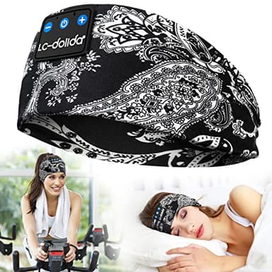 LC-dolida Sleep Headphones Bluetooth Headband Music Headband Wireless Band Headband Headphones with Thin HD Stereo Speakers Perfect for Side Sleepers, Sport, Yoga, Travel - Image 1