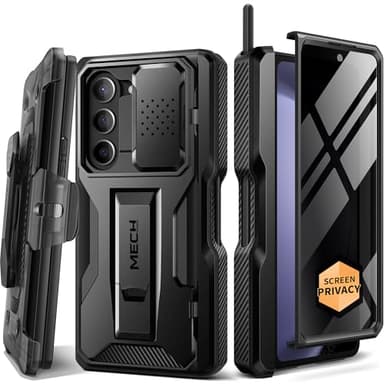 TONGATE for Z Fold 5 Case, [with S Pen Slot & Hinge Protection] [Privacy Glass Screen Protector] Full-Body Military Drop Phone Case for Samsung Galaxy Z Fold 5 with Kickstand & Belt Clip, Black - Image 1