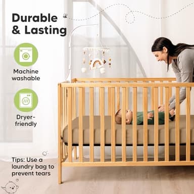 KeaBabies 2-Pack Fitted Crib Sheets for Boys, Girls, Baby - Soft Bamboo Viscose Cotton, 52x28 Standard Crib Mattress Sheets, Toddler Bed Mattress Cover, Gender Neutral, Breathable, Durable (Pecan) - Image 6