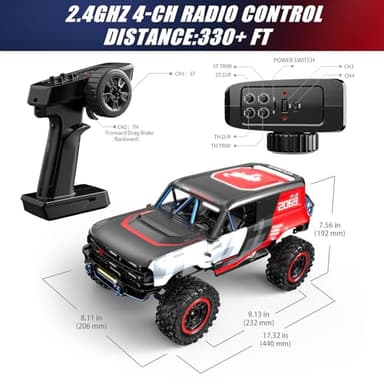 MJX H12P 1/12 Ford Bronco R Brushless RC Crawlers for Adults, Waterproof 4X4 Off-Road RC Rock Trucks with Portal Axles, Hard Case Licensed Remote Control Truck, RTR All Terrain RC Cars with 2 Battery - Image 6