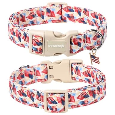 DOGWONG American Flag Dog Collar, Patriotic Independence Day Dog Collar Durable Soft Fabric Pet Dog Collars Boy Puppy Necklace for Small Medium Large Dogs - Image 2