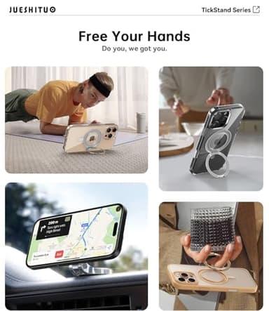 JUESHITUO 3 in 1 for iPhone 16 Pro Max Case, [with Sensitive Camera Control Capture Button] [Non-Yellowing] 360° Rotatable Magnetic Ring Stand with [Rotary Damping Sound] Phone Cover 6.9", Clear - Image 8