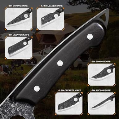 TAN REN 17PCS Butcher Knife Set with Bag, High Carbon Steel BBQ Knife Set for Meat Cutting, Hand Forged Serbian Chef Knives for Man Home & Outdoor Cooking,Father's Day Gift - Image 4