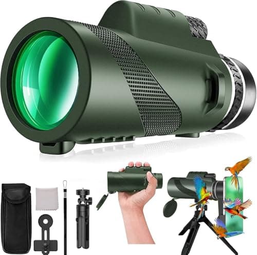 Monocular-Telescope 80x100 High Powered Monoculars High Definition for Adults High Powered with Smartphone Adapter Telescope Hunting Wildlife Bird Watching Travel Camping Hiking-Green - Image 1