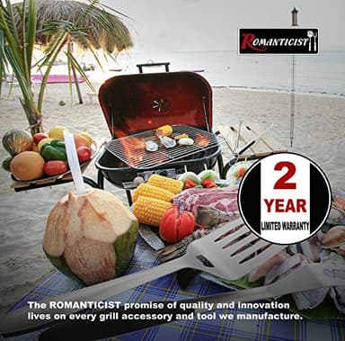 ROMANTICIST 4pcs Heavy Duty Grill Accessories for Top Chef - Professional Grill Tools Set & Basic BBQ Tools for Backyard Restaurant Outdoor Kitchen - Deluxe Grill Gift for Dad on Father’s Day Birthday - Image 6